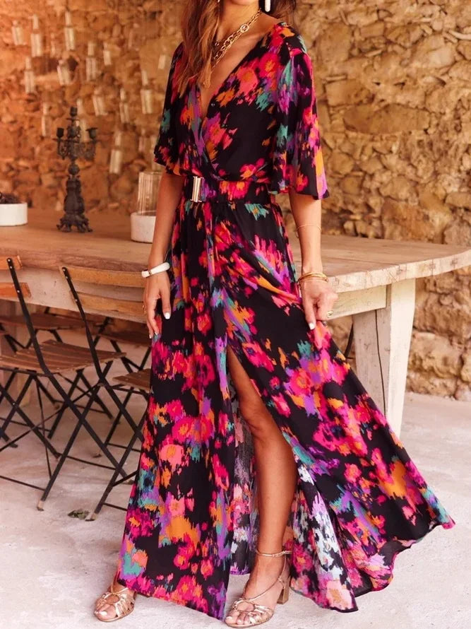 VEIGGARA | Robe à fleurs sexy 2024 Elégante avec dentelles